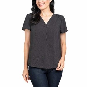 Hilary Radley Ladies' V-Neck Blouse, Black (size : S, M, L, XL)
